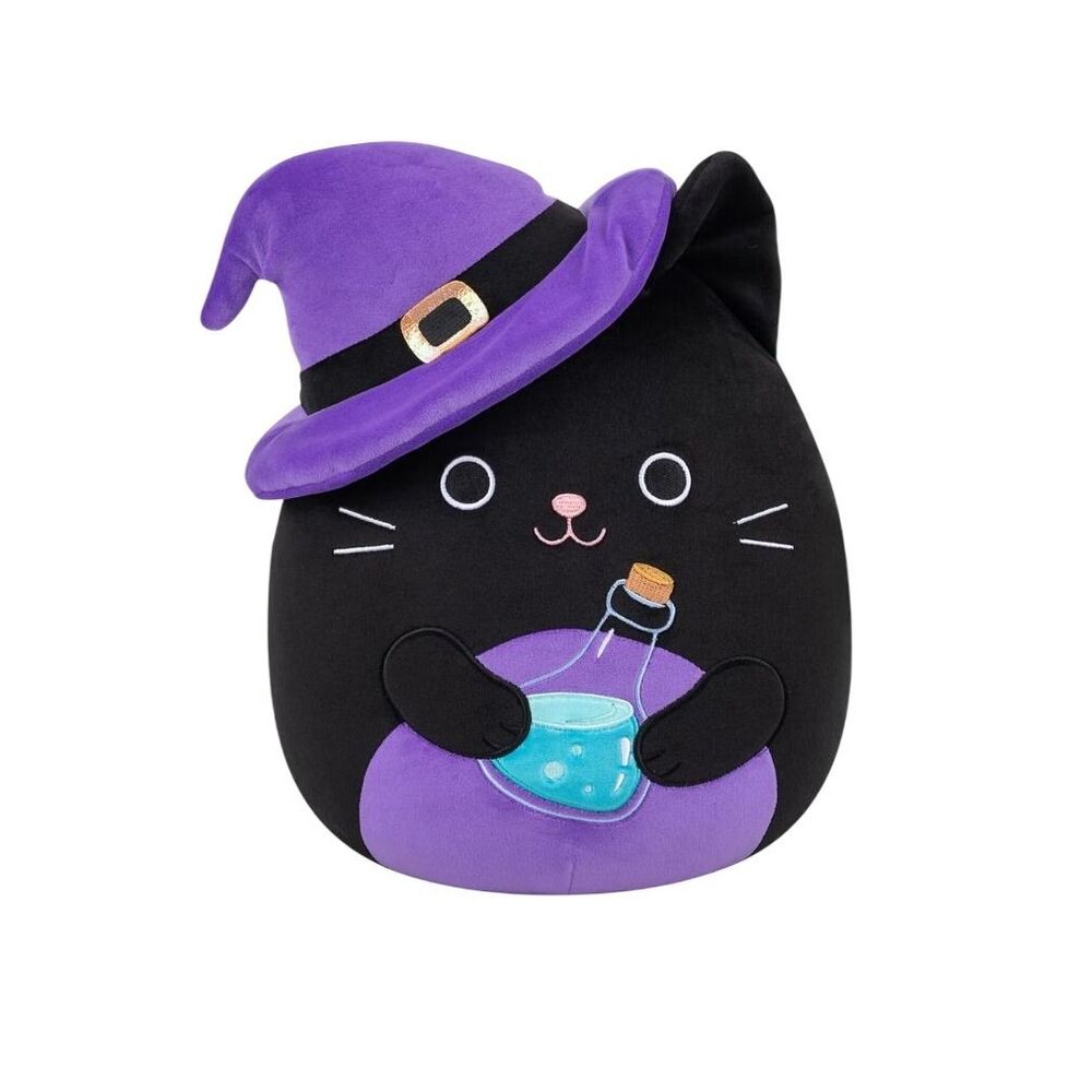 Squishmallow NWT 12" Witch Cat Autumn Plush Purple Hat Potion Stuffed Animal